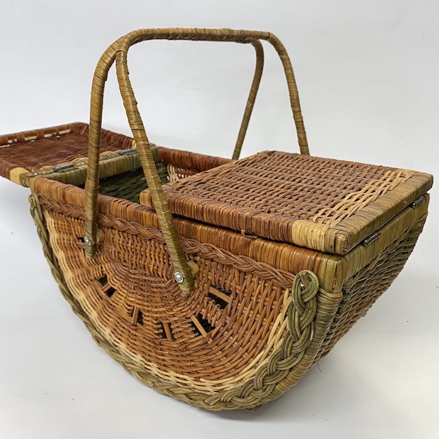 BASKET, Picnic Basket - Vintage Cane Watermelon Shape